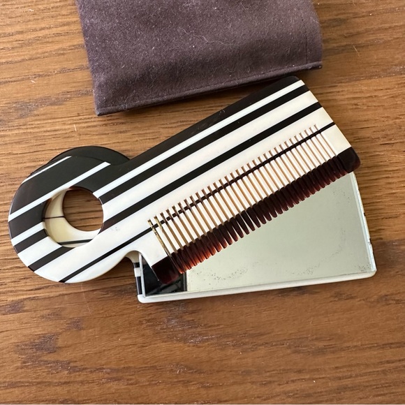 Vintage Janeke Italy Mod Travel Comb Mirror Case Tortoise Mid Century RARE Style - Picture 9 of 16